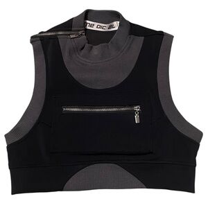 Me‎ Dic Al Hatcher Technical Crop Top Black Grey Size XS Festival Gym Grunge